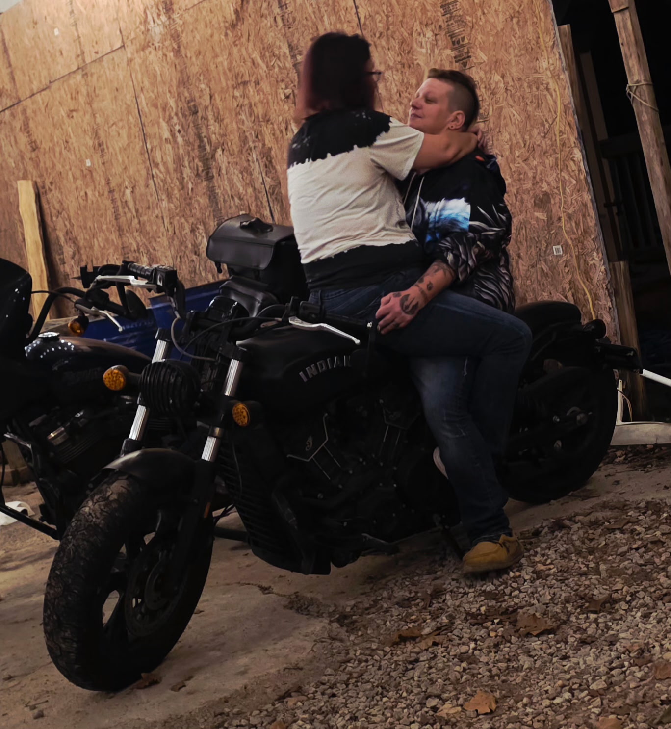 Shellie and Amanda Hurst together on their motorcycle